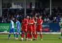 Swindon celebrate goal against Barrow