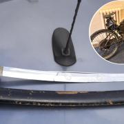 A samurai sword carrying male on an illegal e-bike has been arrested