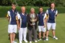 The Westlecot team of Jake Webster, Paul Kistle, Ben Choules and Mike Titcombe - pictured with Wiltshire president Dave Williams - who won the men's fours final at county finals day