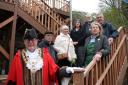 Town councillors mark the reopening of the Waitrose steps