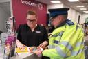 Police visited Swindon town centre for a day of action, speaking to 73 businesses and catching three shoplifters in the act