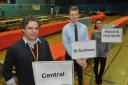 Tom Harte, Sam Beevor and Sara Barros of SBC Electoral Services at the Oasis leisure centre. Picture by Dave Cox