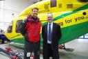 Hadden Graham, right, with Wiltshire Air Ambulance pilot Rob Collingwood