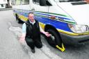 Community driver Graham Rogers with his clamped Dial A Ride bus