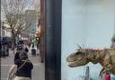 Viral TikTok shows unsuspecting shoppers being chased by dinosaur in town centre