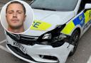 JohnBoy Sykes (inset) has been jailed after ramming into a police car during a chase