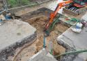 Picture of the excavation on the Kingsmeadow roundabout in Cirencester
