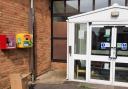 The new defibrillators outside Pinetrees Community Centre and John Moulton Hall