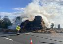 M4 lanes closed as fire breaks out on lorry full of hay
