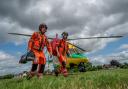 Wiltshire Air Ambulance paramedics arriving to the scene of an emergency
