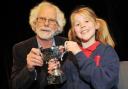 Grandfather Steve Thompson with Poppy Fox-Thompson, the winner of the songs from the shows award. Picture: Dave Cox.