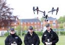 James Coutts, Rachel Oaten and Dan England at the launch of the pilot Unmanned Aviation Support Group