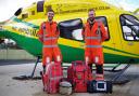 Wiltshire Air Ambulance Critical Care Paramedic Ben Abbott (left) and Trainee Critical Care Paramedic James Hubbard with some of the medical equipment they use