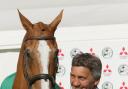 Andrew Nicholson celebrates his triumph at Badminton last year with horse Nereo (Picture: PHIL JOHNSON/ EDP PHOTO)