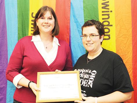 Thankyou presentation from Swindon Pride after business came forward to save it