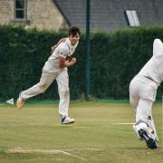 Chippenham’s Charlie Slade bowling in a WEPL Premier Two Glos-Wilts contest in 2019                                  Photo: Glenn Phillips