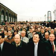 Part of the large crowd gathered for the formal part of the opening of the Designer Outlet where hundreds of thousands would travel to shop till they dropped