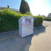 An unauthorised clothes bank on The Circle in Pinehurst Photo: Central Swindon North Parish Council