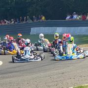 Malmesbury's Louis Harvey in action during round three of the Ultimate Karting Championship at Larkhill, Scotland.