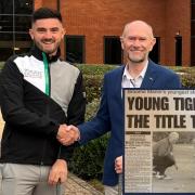 Matthew Hibbs has qualified for a professional golf tournament and Imagine Cruising CEO Robin Deller is providing financial support. Inset: four-year-old Michael in the Adver