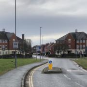 Marshall Road looking towards Newman Road with existing traffic island