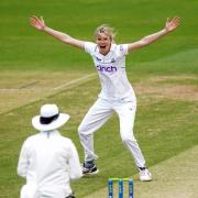 England's Lauren Bell appeals for an LBW during day one of the Women's test match at The Cooper Associates County Ground, Taunton. Picture date: Monday June 27, 2022..