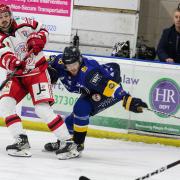 Swindon Wildcats’ Sam Godfrey fires the puck at goal in a previous encounter with the Raiders 		           Photo: KLM Photography