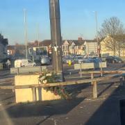 The Christmas tree on the roundabout has since fallen down.