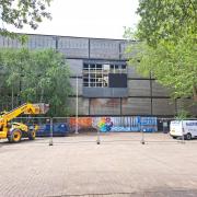 The big screen at Wharf Green in the town centre has been removed