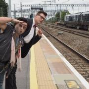 The Rocky Horror Show cast at Swindon Train Station