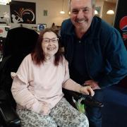 Alison Marshall meeting Neighbours star Alan Fletcher during her weekly art group