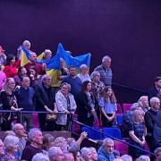 Members of the audience at Madam Butterfly at Swindon's Wyvern Theatre on Sunday evening unfurled the Ukrainian flag to show their solidarity with the Ukrainian National Opera production.