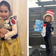 Gracie Gowell (as Snow White) and Georgia (as the Cat in the Hat) were among the many Swindon pupils who dressed up for World Book Day