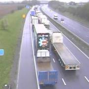 Traffic on the M4 approaching junction 18 at Bath
