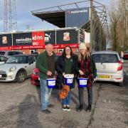Swindon Domestic Abuse Support Service staff and volunteers fundraised at the County Ground. Football fans raised £1,600 which will provide Easter activities for vulnerable children