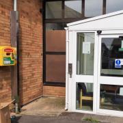 The new defibrillators outside Pinetrees Community Centre and John Moulton Hall
