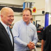 William Hague meets Dominic Threlfall, director of Pebley Beach, and Ben Plush this afternoon. Picture: DAVE COX