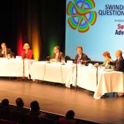 The candidates for North Swindon at the hustings event on Monday chaired by editor Gary Lawrence. Picture: DAVE COX