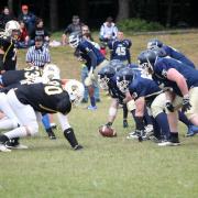 Swindon Storm (blue and gold) get ready to do battle with Torbay Trojans