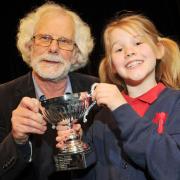 Grandfather Steve Thompson with Poppy Fox-Thompson, the winner of the songs from the shows award. Picture: Dave Cox.
