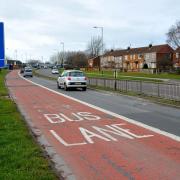 The bus lane in Queens Drive. Picture by Dave Cox
