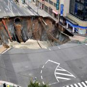The sinkhole in Fukuoka, Japan, which has now been filled in and resurfaced. Could this be an example to our own road-menders in Swindon?