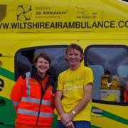 Shaun Fleming with Wiltshire Air Ambulance Critical Care Paramedic Louise Cox