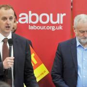 Mark Dempsey introducing Labour leader Jeremy Corbyn during his visit last month. Picture: Thomas Kelsey