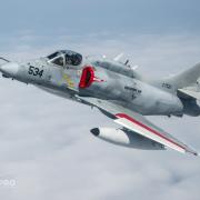 An A-4N Skyhawk will fly into the Royal International Air Tattoo later this month. Picture: RICHARD COOPER