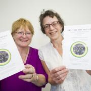Susan Pearson and Carol Gibbon organisers of a commemoration of women’s suffrage.
left 2 right 
Pic - Carol Gibbon, Susan Pearson
Date 11/5/18
Pic  By Dave Cox