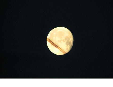 Swindon Advertiser's readers get snap happy when they are out and about
Aircraft vapour trails dissect the moon
Picture: Maureen Skinner 
