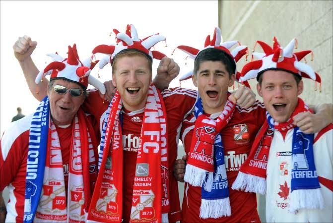 Thousands of fans in the Red and White Army of Swindon Town flock to Wembley to cheer on The Robins against Chesterfield