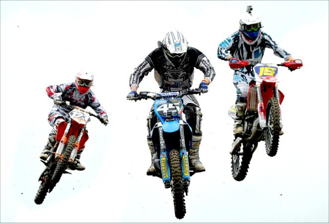 Kickstarting a day of thrilling Motocross action at the British Masters
 Pictured l to r are Matthew Hockenhull, Charles Statt and Ryan Crowder.