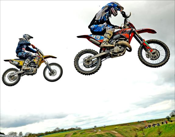 Kickstarting a day of thrilling Motocross action at the British Masters
Pictured l to r are Edward Briscoe and Cody Ling.